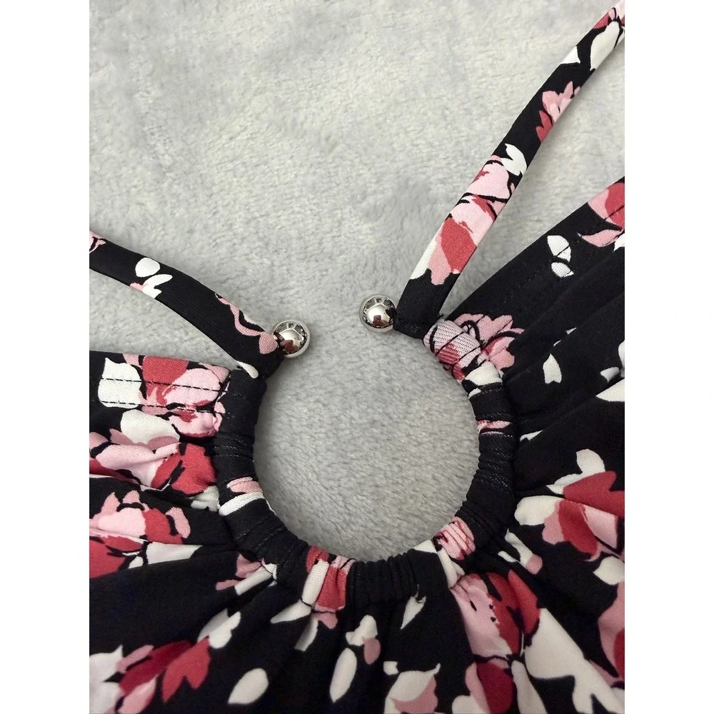 Michael Michael Kors Women's Floral-Print Bandeau Tankini Top $98 NEW XS